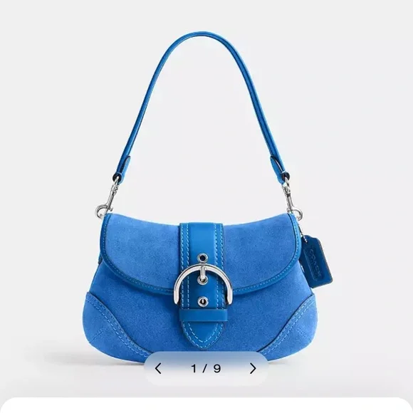 Coach | Bags | Coach Soho Flap Suede Bag Mist Blue Silver